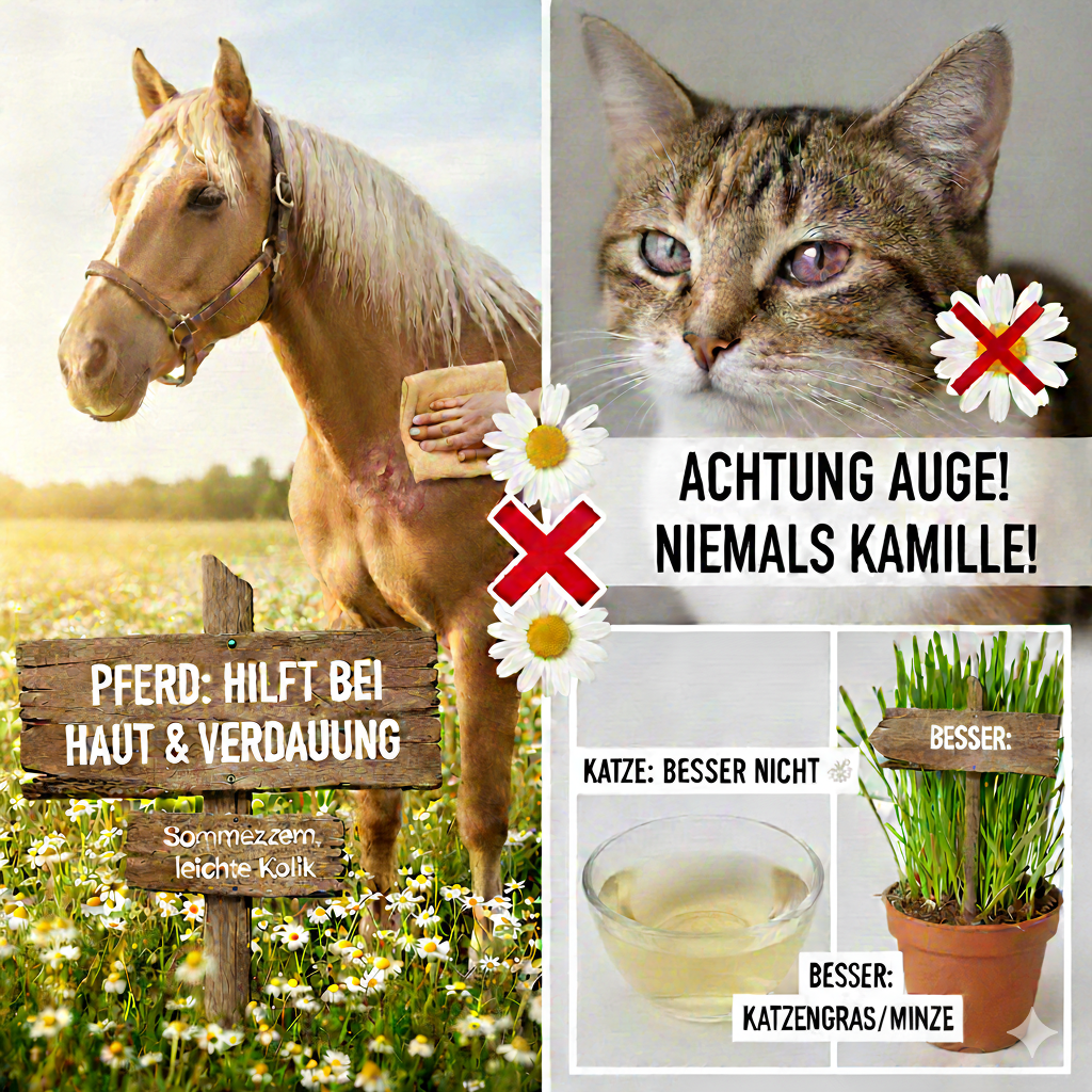 Kamillenblüten und Anwendung bei Hund, Katze und Pferd